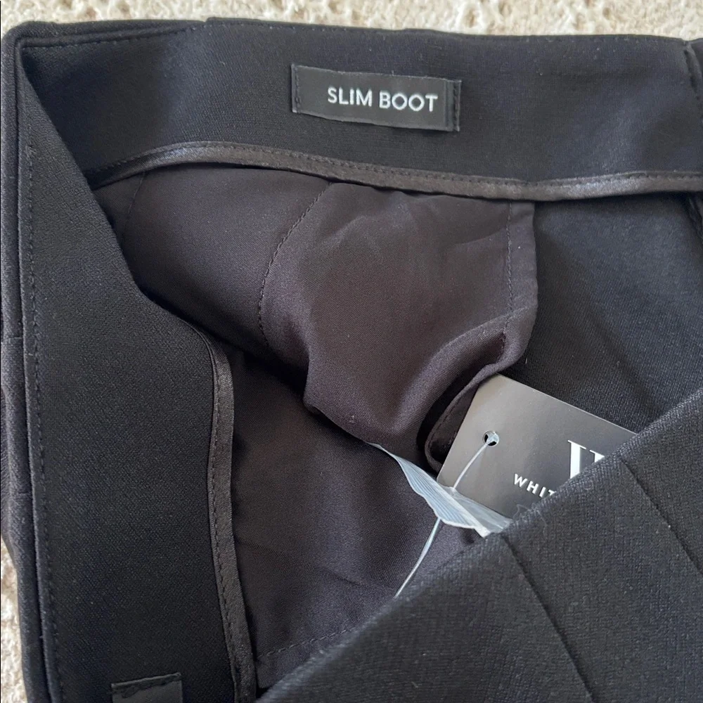 WHBM Black Stretch Extra High-Rise Slim Boot Trouser Size 6P NWT‎